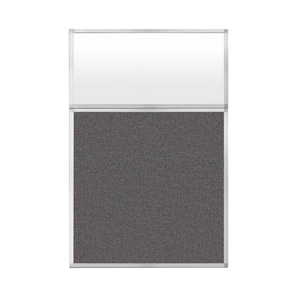 Versare Hush Panel Configurable Cubicle Partition 4' x 6' W/ Window Charcoal Gray Fabric Frosted Window 1850607-3 - main